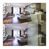 Išmanusis perjungiamas stiklas dušo durims